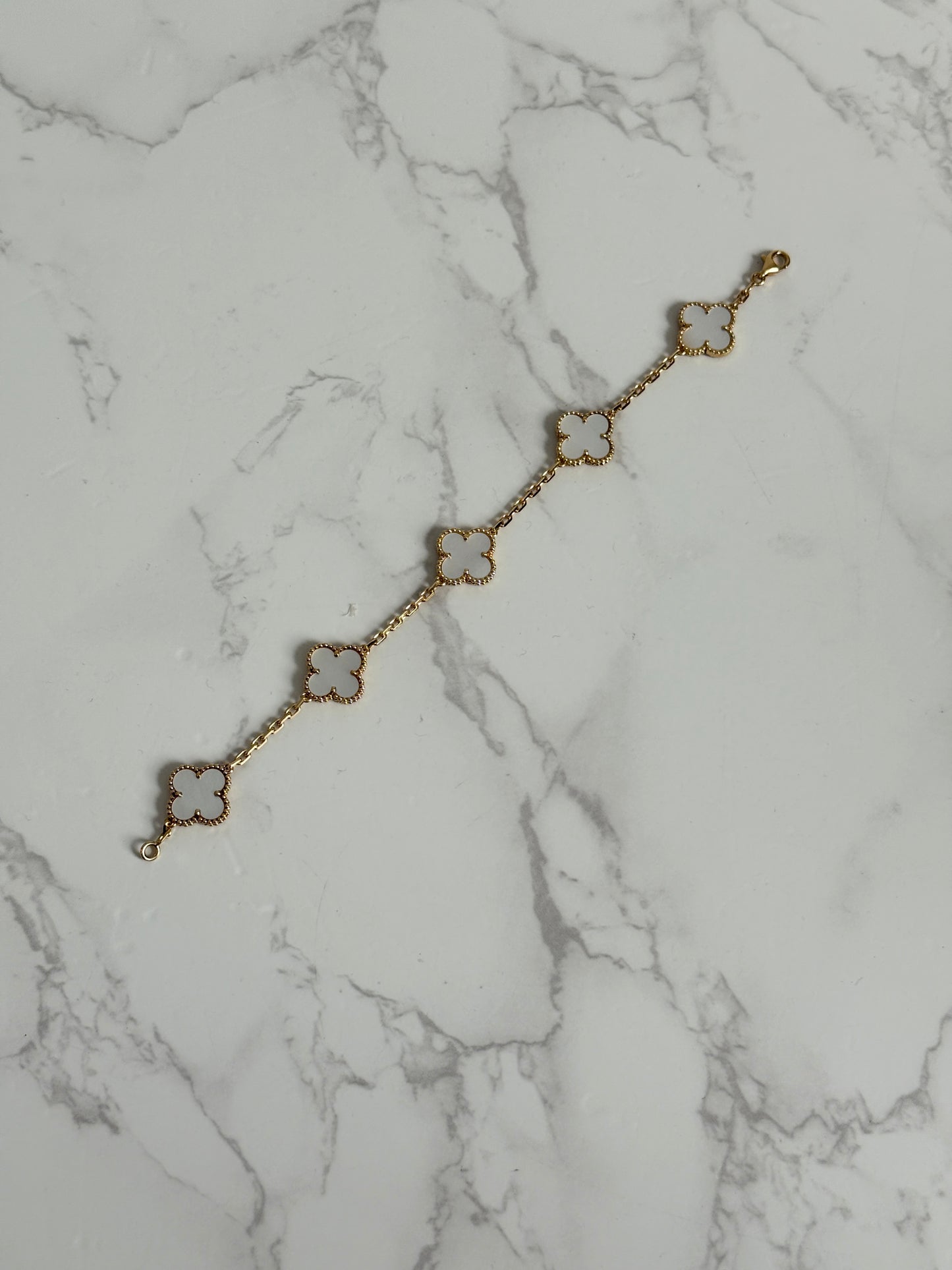 Van Cleef & Arpels Vintage Alhambra 5 Motifs Mother Of Pearl Bracelet Yellow Gold