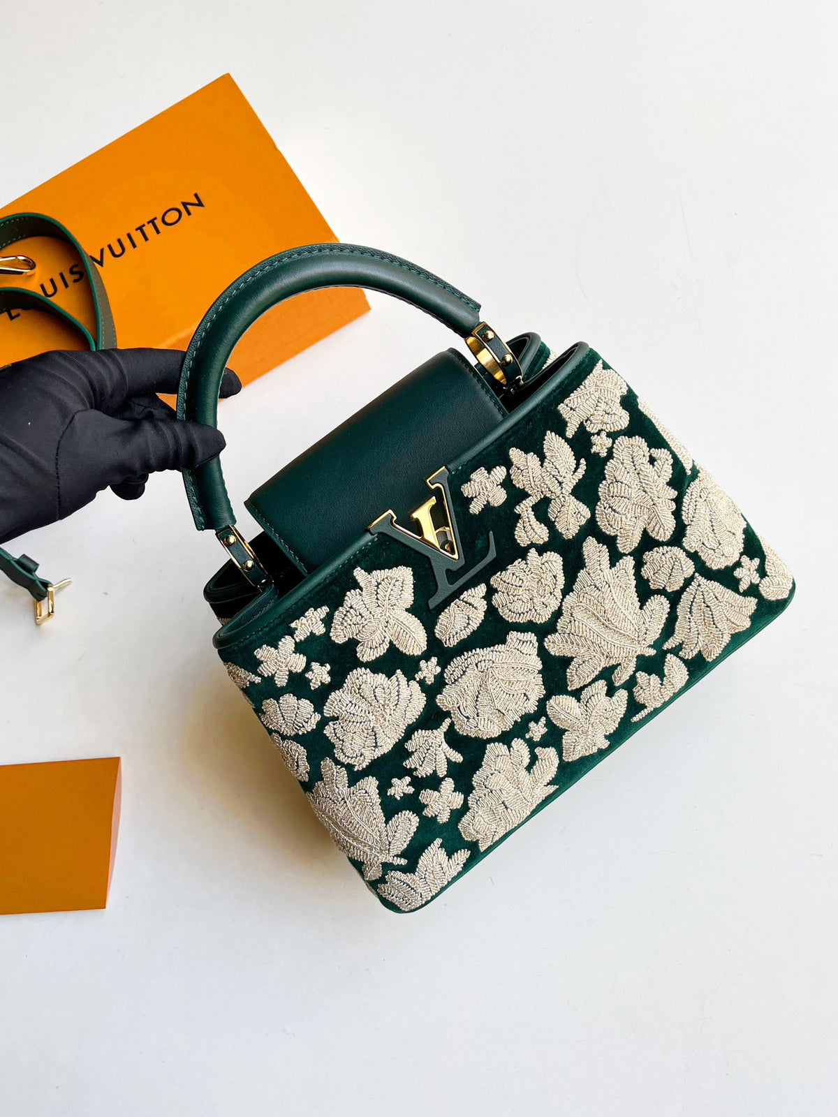 Louis Vuitton Green Capucines BB Gold Hardware