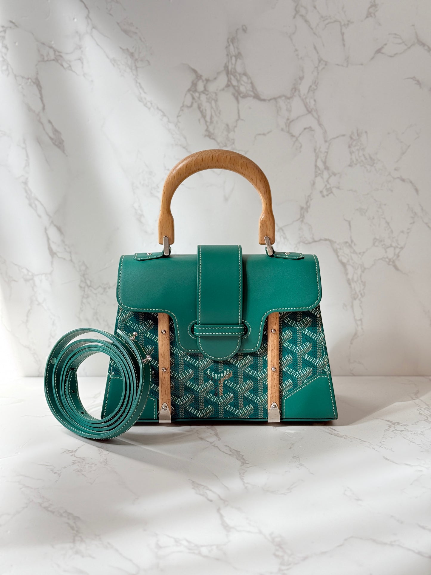 Goyard Green Saigon Mini w/ Leather Strap