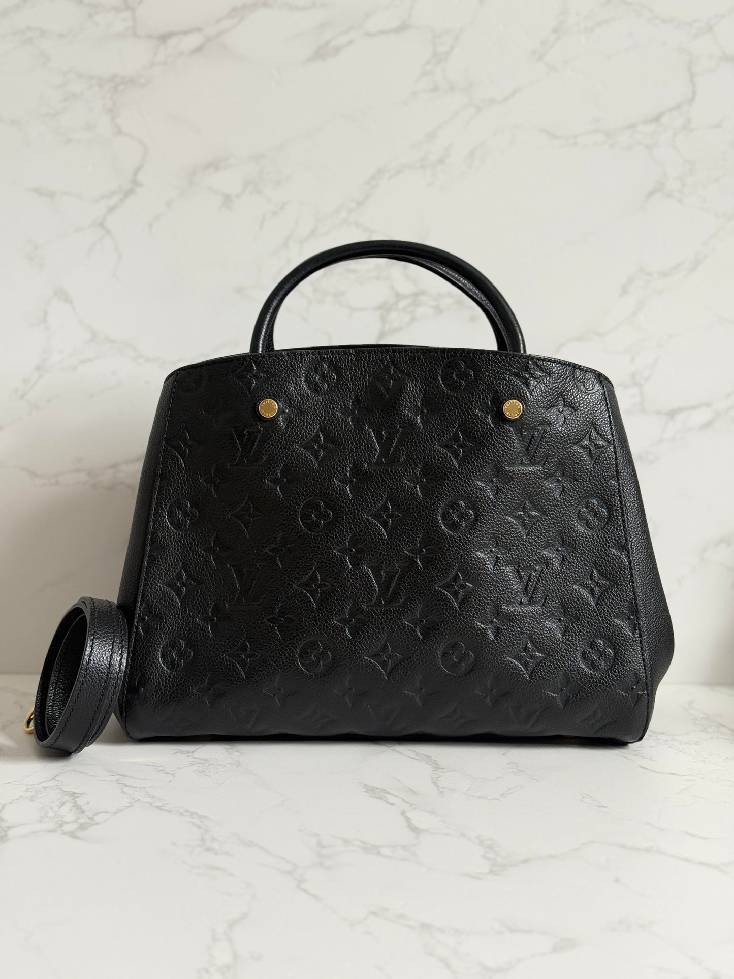 Louis Vuitton Black Empreinte Montaigne MM w/ Gold Hardware