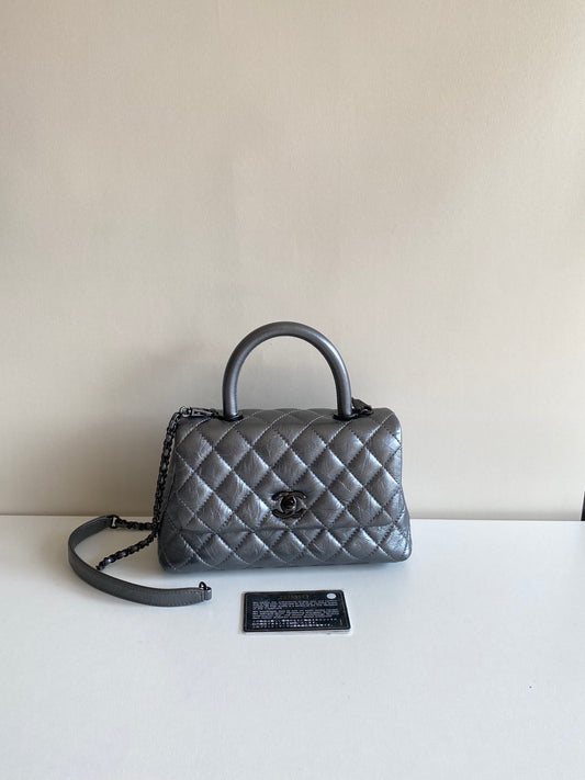 Chanel Metallic Grey Coco Handle