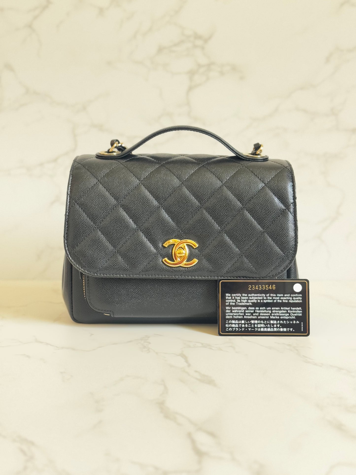 Chanel Black Caviar Medium Business Affinity w/ Chain Strap Gold Hardware