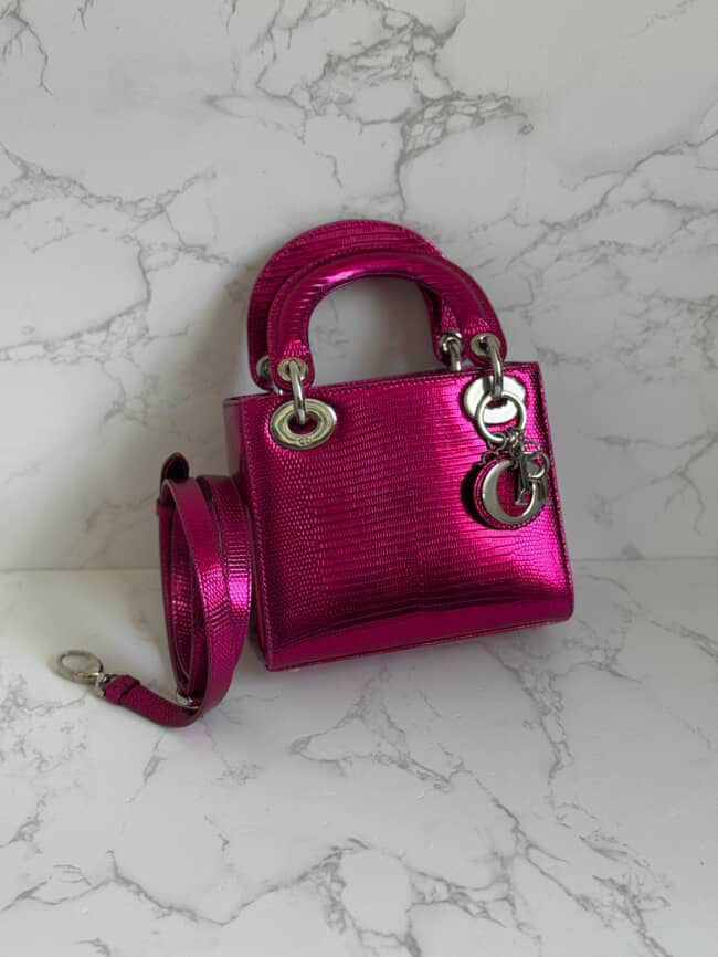 Metallic Pink Lizard Mini Lady Dior