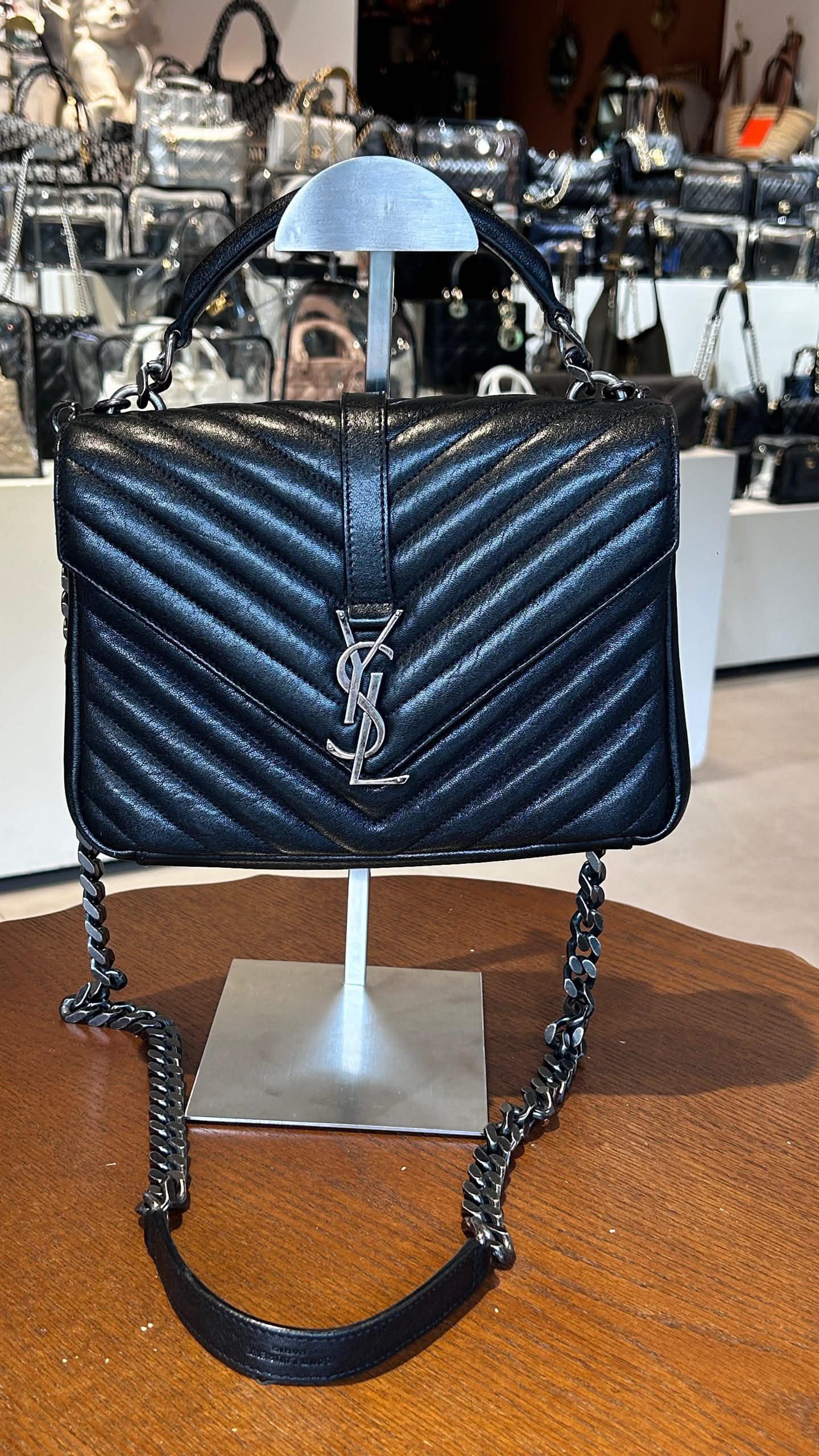 Yves Saint Laurent Black Medium College Bag