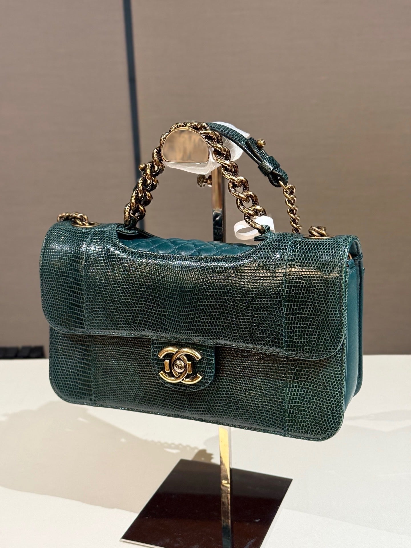 Chanel Green Lizard Medium Perfect Edge Flap Bag