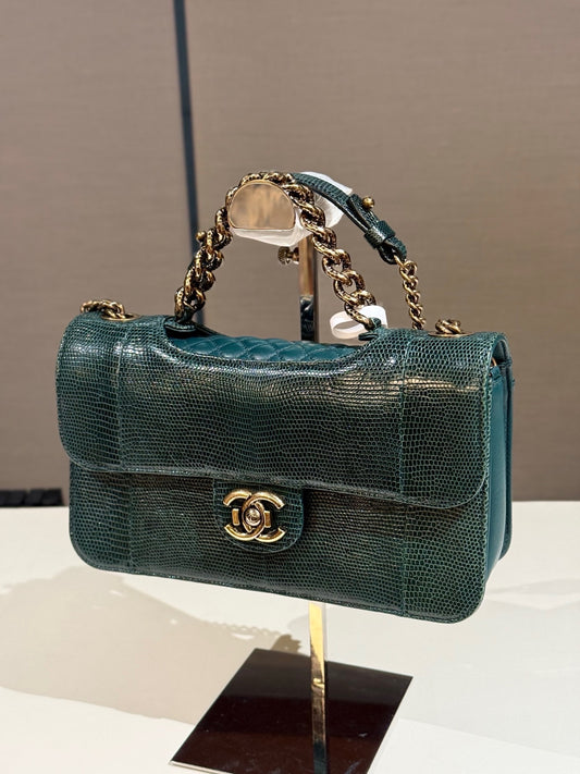 Chanel Green Lizard Medium Perfect Edge Flap Bag