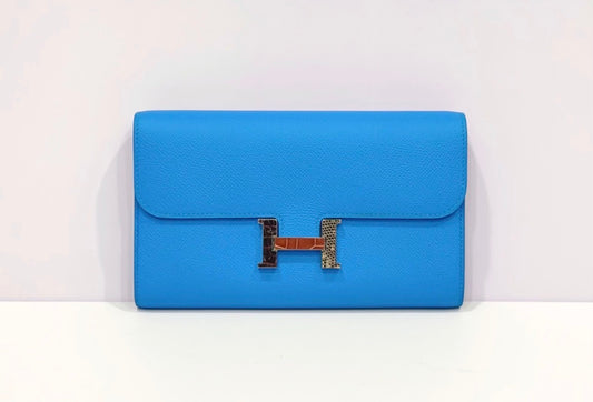 Hermes Epsom Alligator Lizard Constance Wallet To Go Bleu Frida Etrusque Ombre