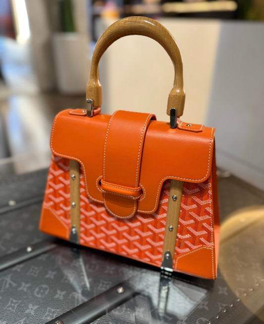 Goyard Orange Saigon PM w/ Leather Strap Gold Hardware