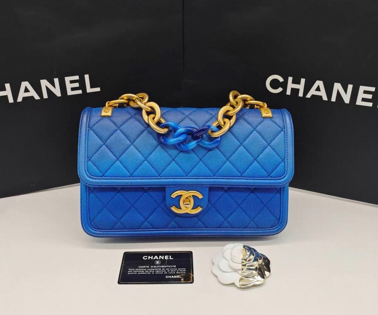 Chanel Ombre Caviar Medium Sunset On The Sea Flap Bag Gold