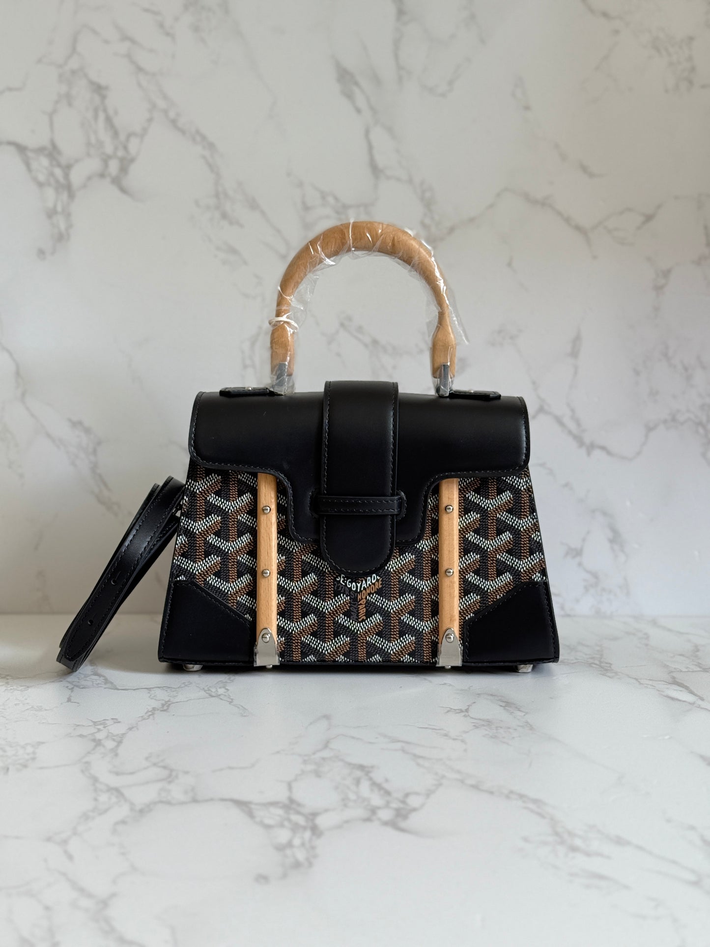 Goyard Black Mini Saigon w/ Leather Strap