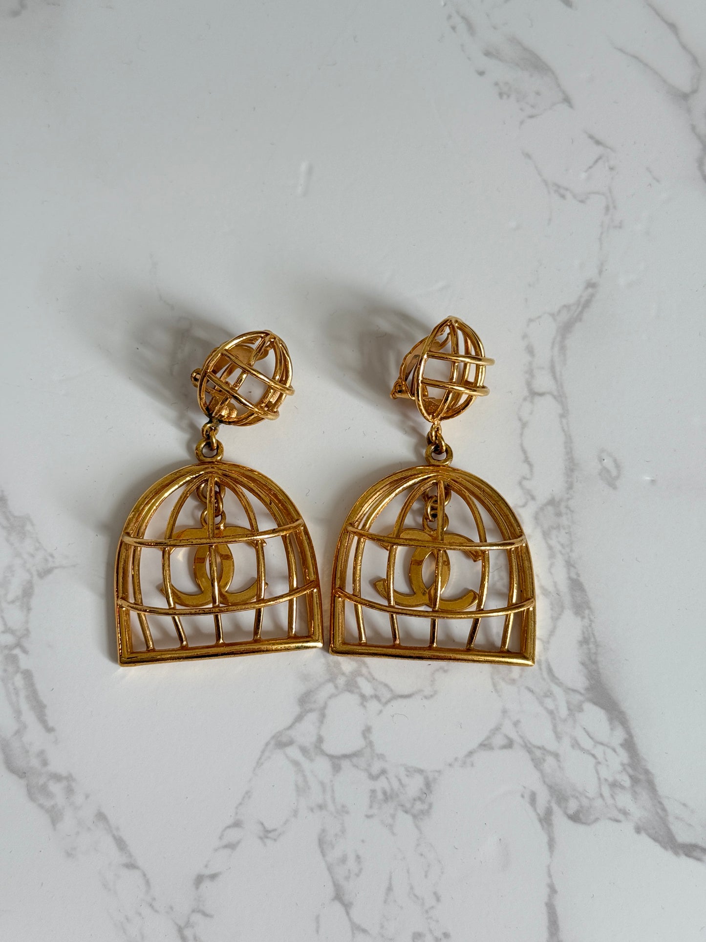 Chanel Vintage Birdcage Clip-On Earrings