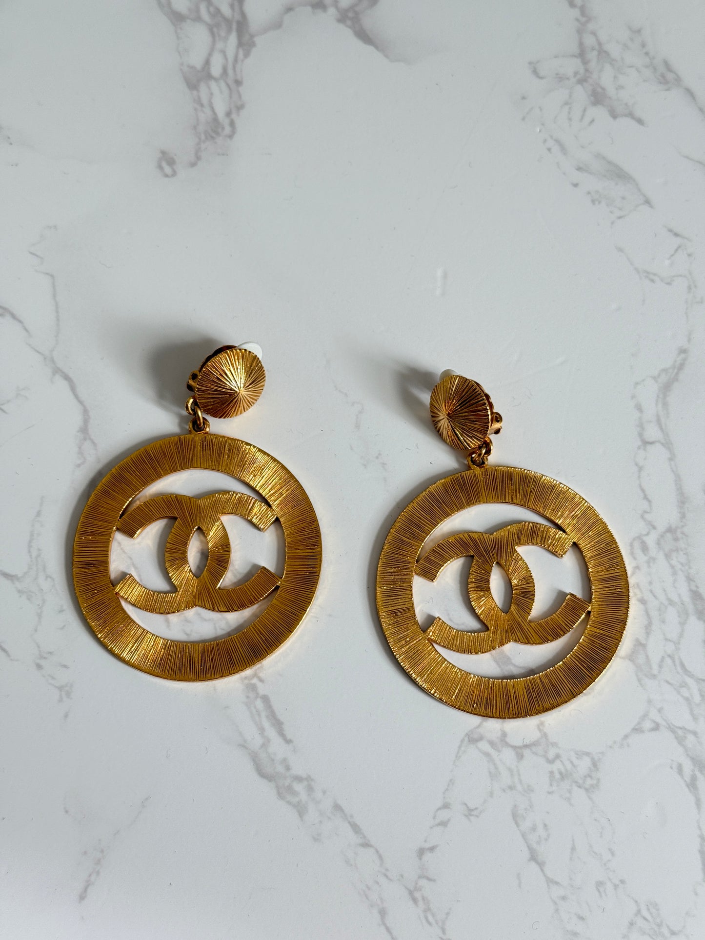 Chanel Vintage Sunburst CC Clip-On Earrings