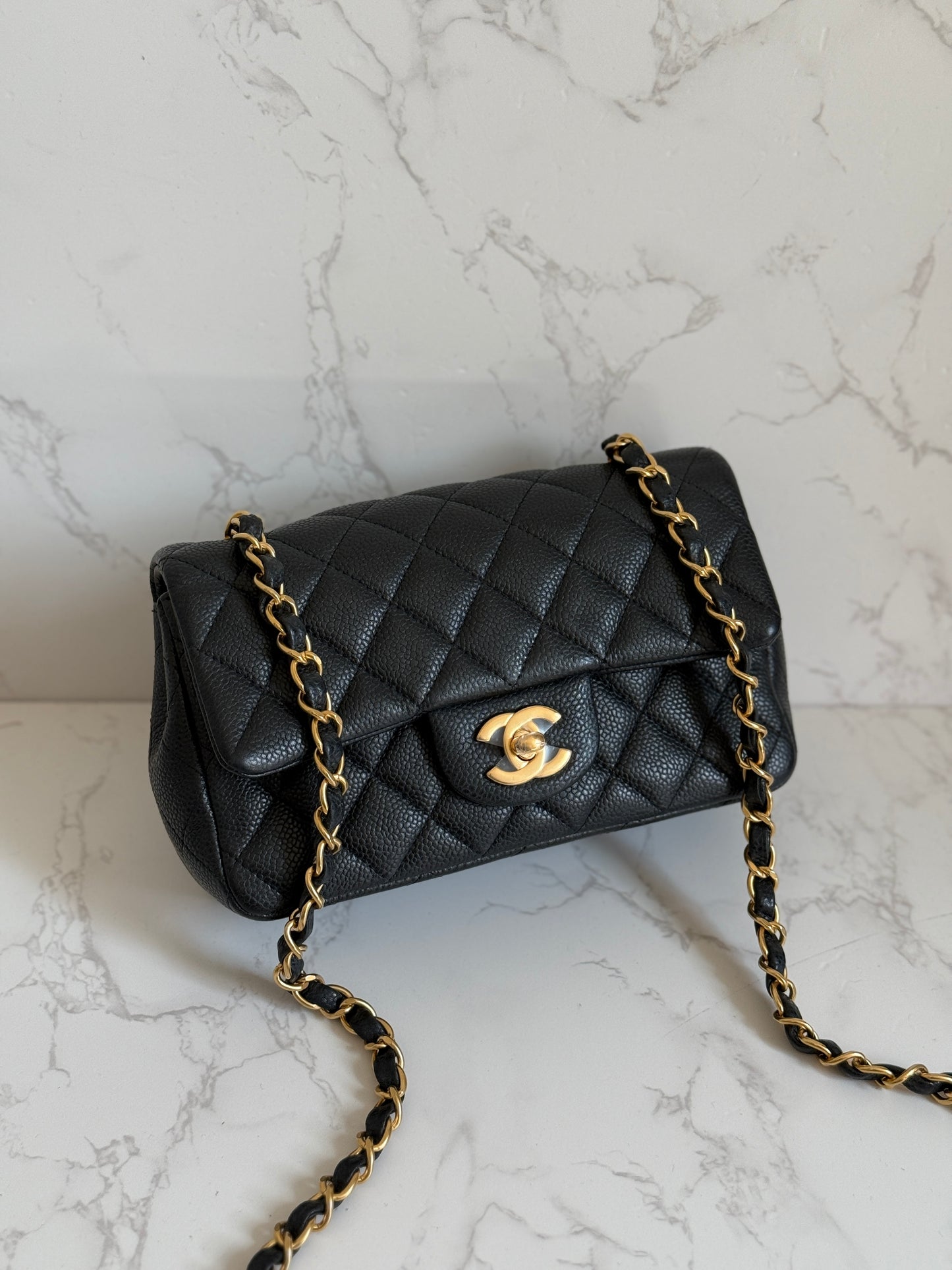 Chanel Black Caviar Mini Rectangular w/ Gold Hardware