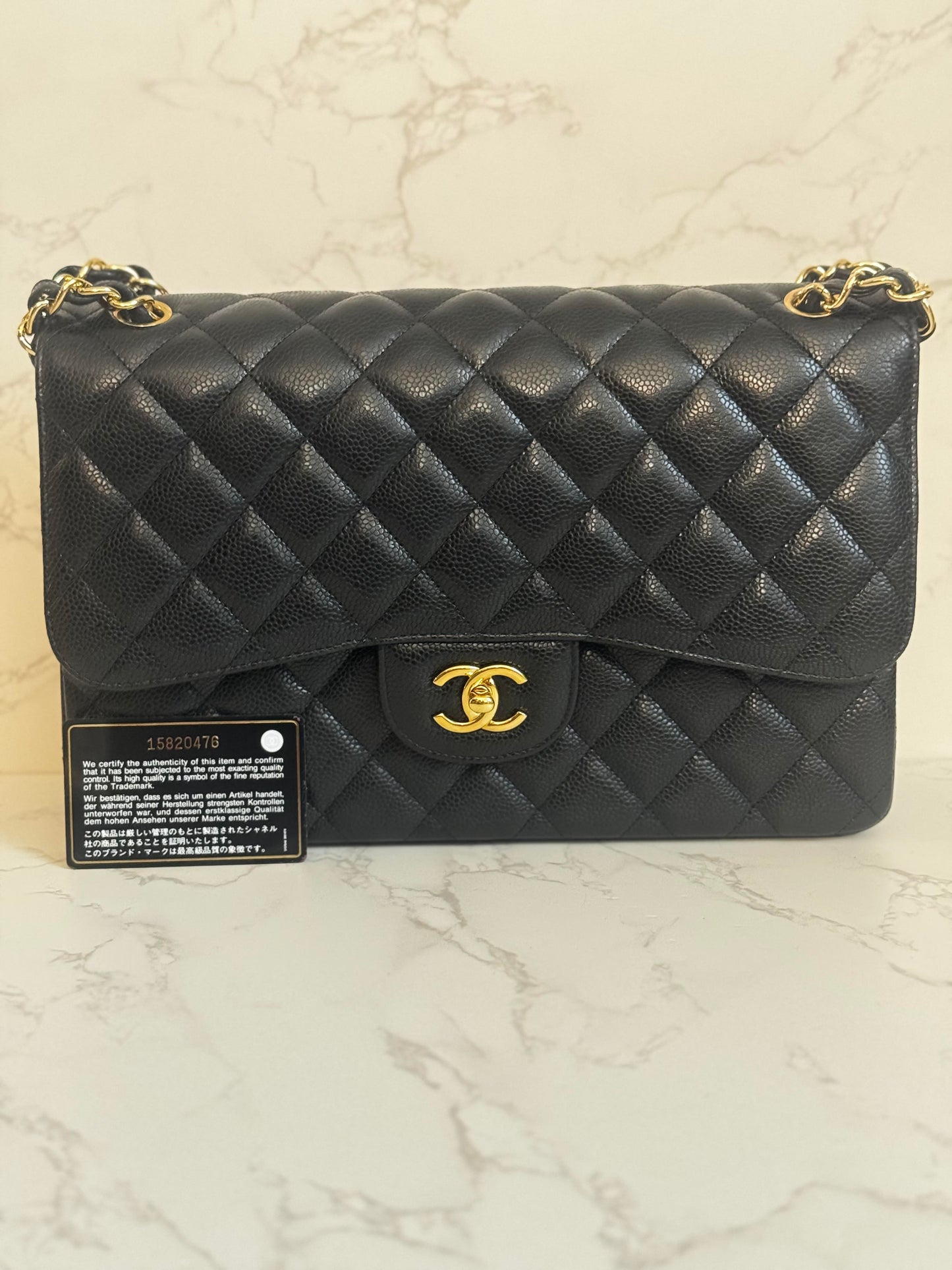 Chanel Black Caviar Jumbo Double Flap w/ Gold Hardware